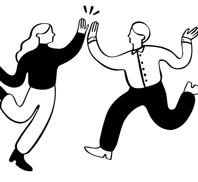 Man and woman giving each other high five